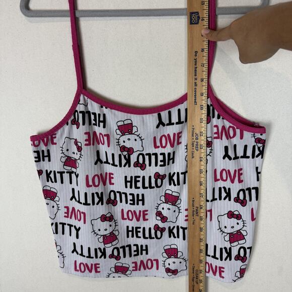 Hello Kitty By Sanrio Sleepwear Top Women XL White Pink All Over Print Spaghetti - Picture 7 of 9